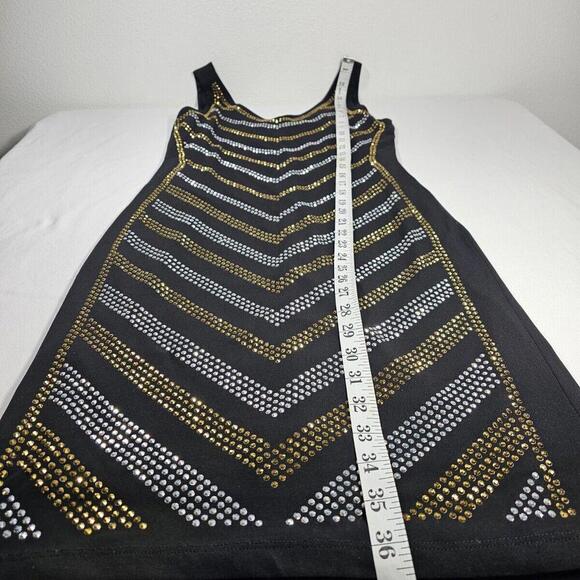 Carmen Marc Valvo Black and Gold Sequin Dress Size Small - Picture 6 of 12